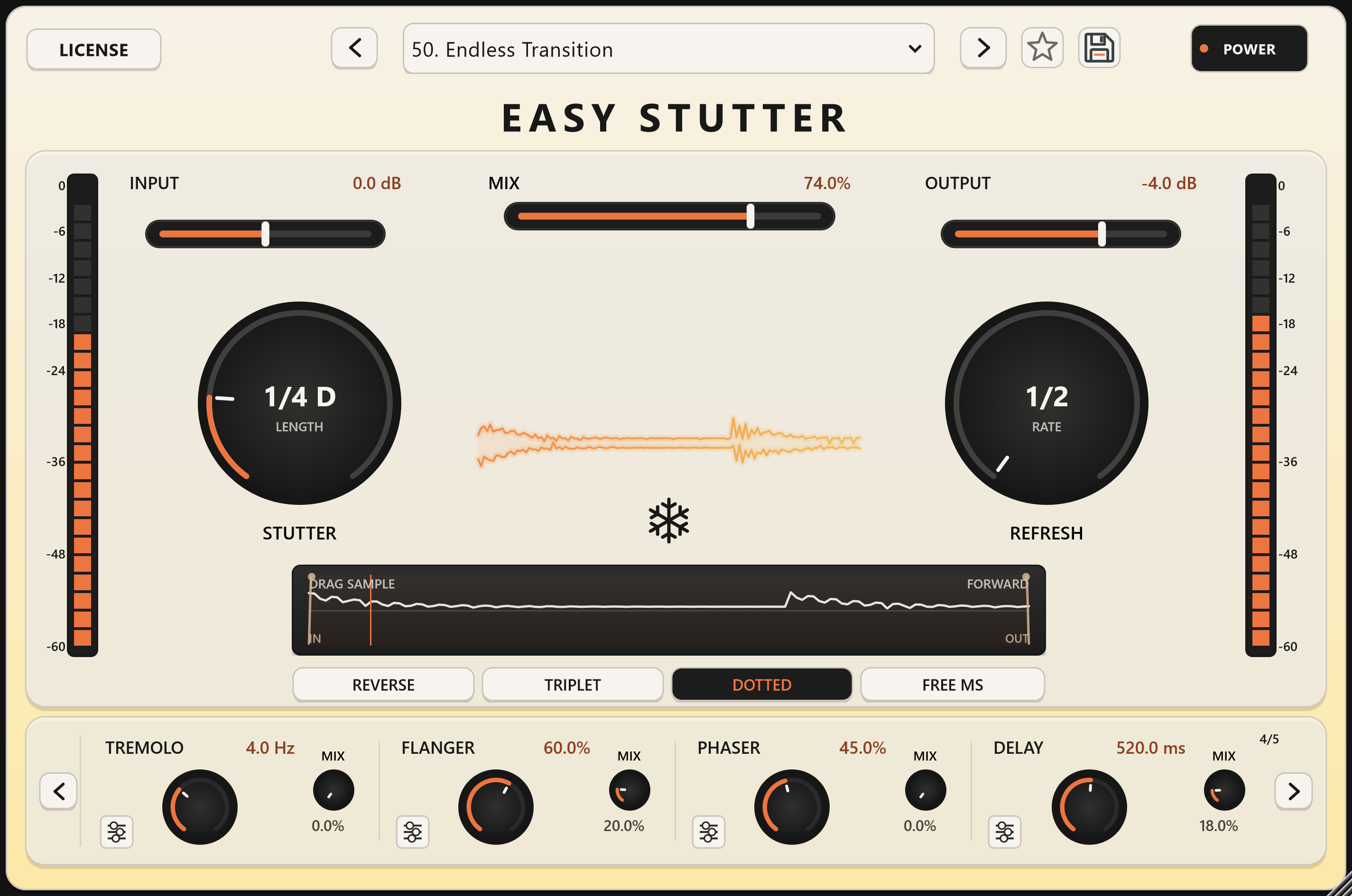 Easy Stutter movement and delay controls with Endless Transition preset